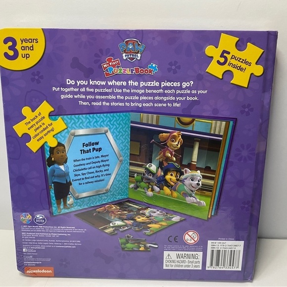 🔵 New Nickelodeon Paw Patrol “My First Puzzle Book” With 5 Puzzles - Picture 2 of 6